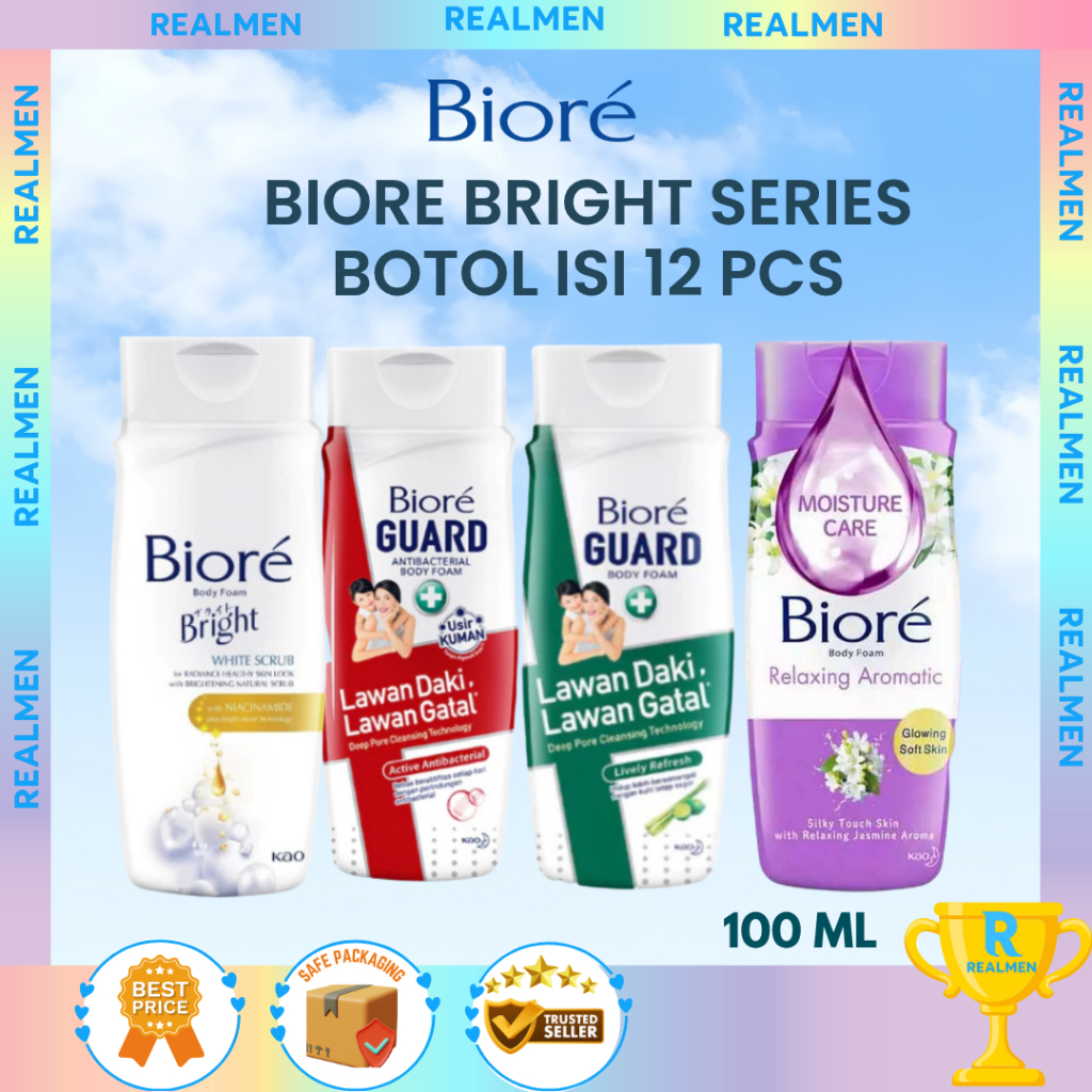 Jual (PAKET ISI 12 PCS) Biore Sabun Mandi Cair Botol 100ml BUNDLE ISI ...