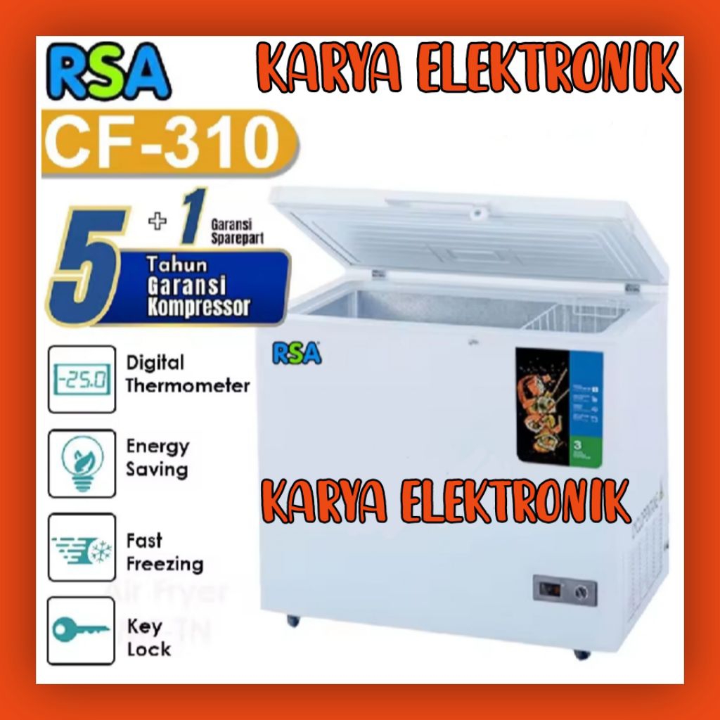 Jual CHEST FREEZER RSA 300 LITER CF-310Q GARANSI 5 TAHUN | Shopee Indonesia