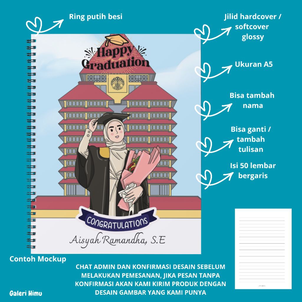 Jual Notebook Custom Wisuda A5 | Hadiah Wisuda Custom | Kado Wisuda ...
