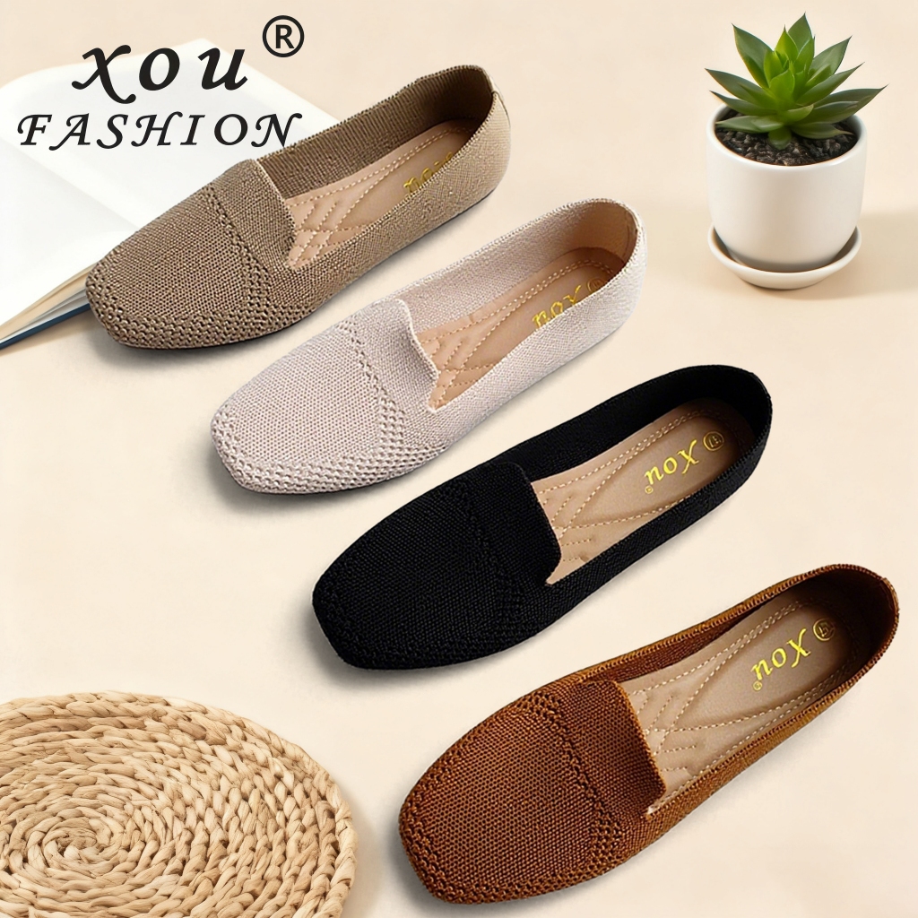 Jual XOU Fashion Sepatu Flat Flatshoes Wanita Berbahan Mesh Yang Dapat ...