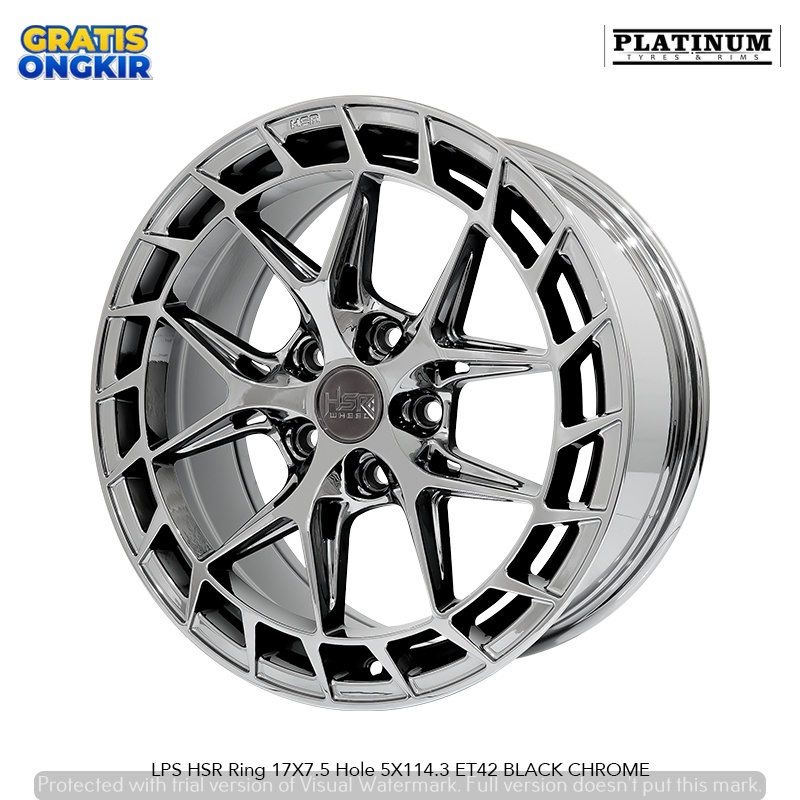 Jual Velg hsr lps R17 pcd 5x114.3 lebar rata black chrome pas buat ...