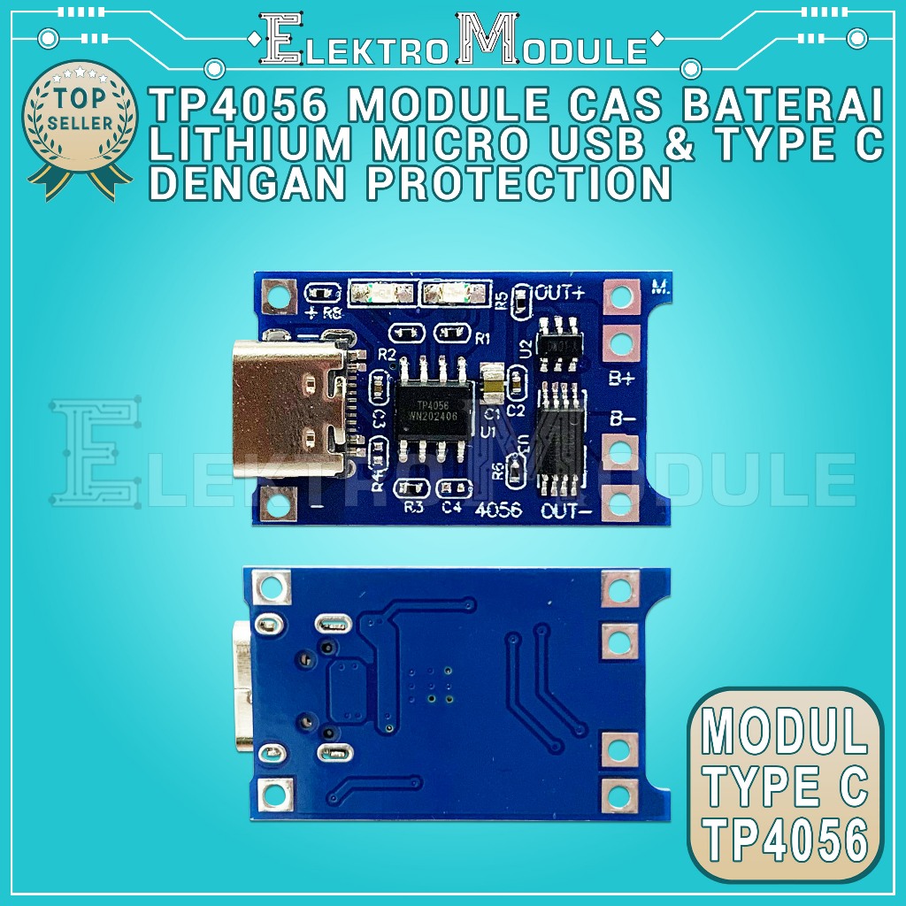 Jual TP4056 Modul Charger Micro USB & Type C Full Protection TP4056 ...