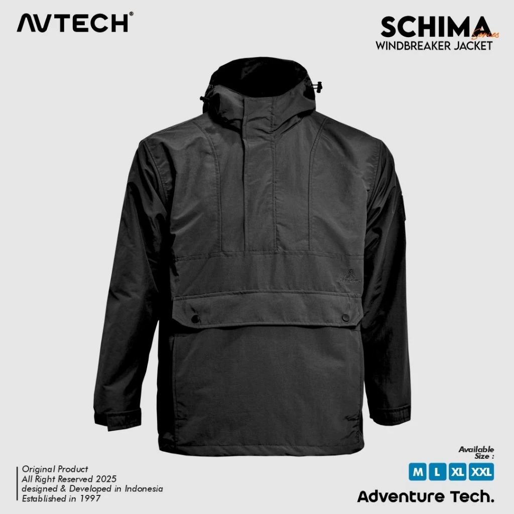 AVTECH - Jaket Pria Wanita Windbreaker Water Repellent Gorpcore Outdoor Hiking Hujan - SCHIMA