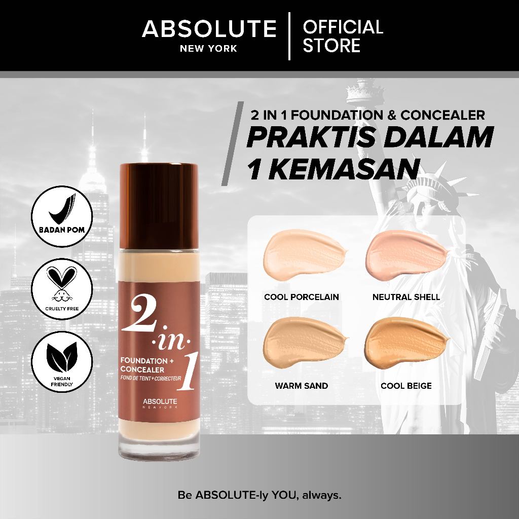 Jual Absolute New York 2 in 1 Foundation Concealer | Shopee Indonesia