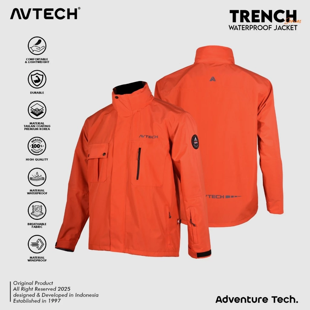 AVTECH - Jaket Pria Wanita Windbreaker Waterproof Gorpcore Outdoor Hiking Gunung Camping - TRENCH