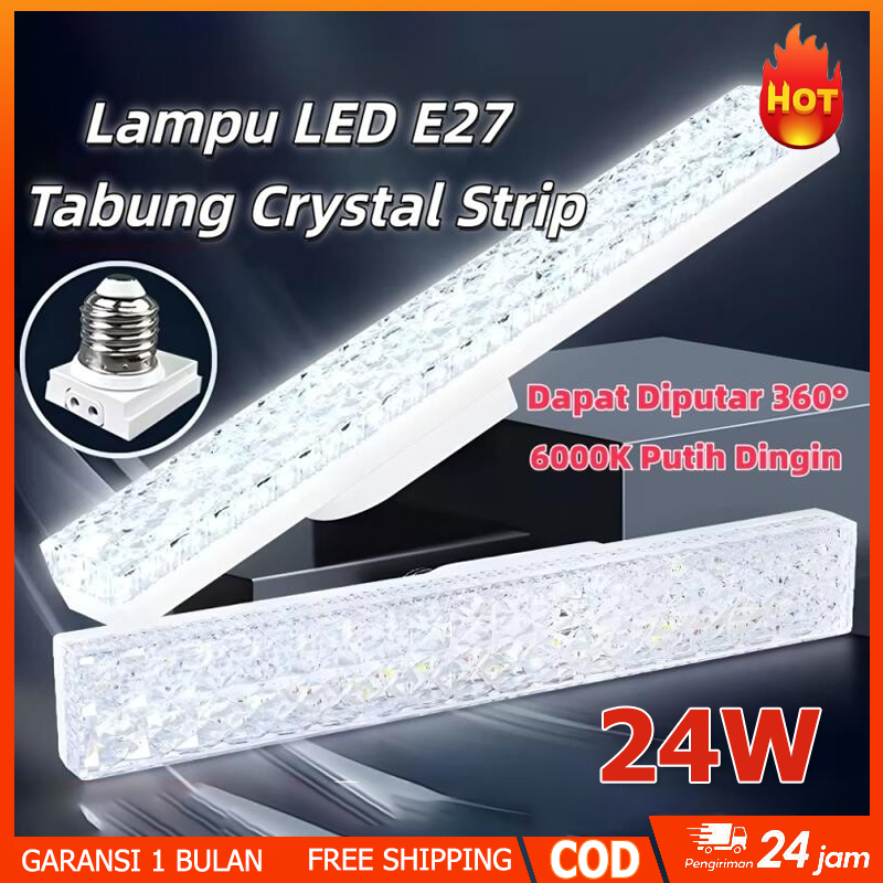 Jual (COD) Lampu LED E27 Tabung Crystal Strip Lighting 18W 24W Dapat ...