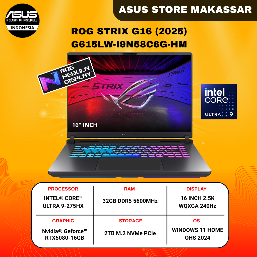 Jual ASUS Rog Strix 16 G615LW - Intel Ultra 9-275HX - 32GB - 2TB ...
