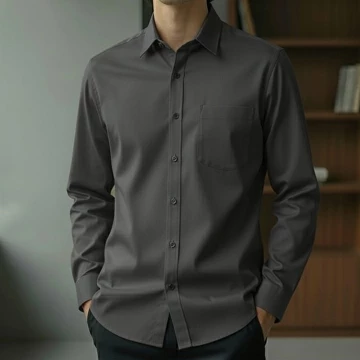 Kemeja Kerja Pria Lengan Panjang Formal Hitam Hem Polos Katun