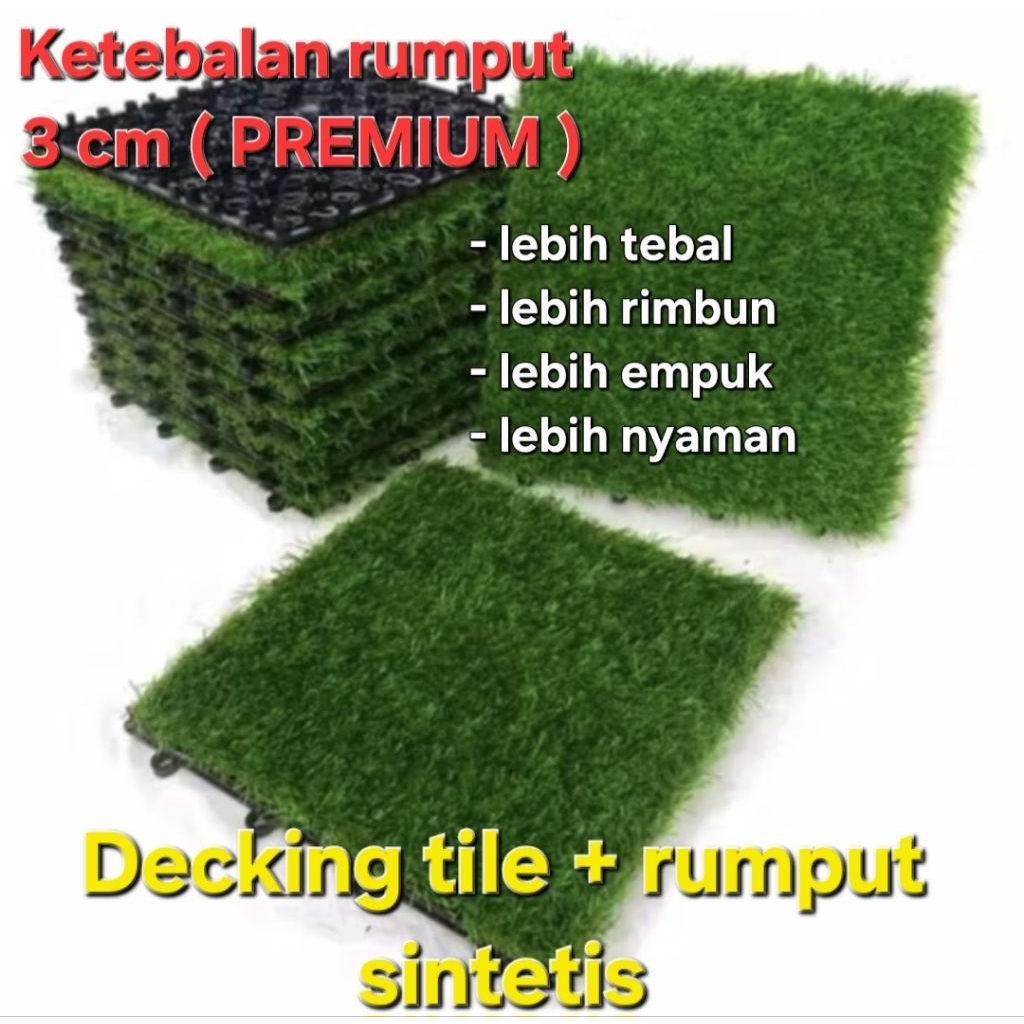 Jual Decking tile + rumput sintetis//rumput tebal 3 cm PREMIUM | Shopee ...