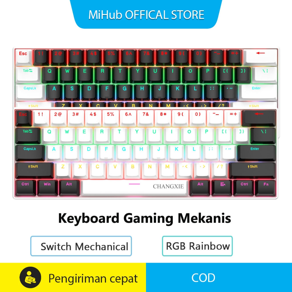 Jual H61K Keyboard Mechanical Gaming 61 Key, Switch Mech Anti Ghosting ...