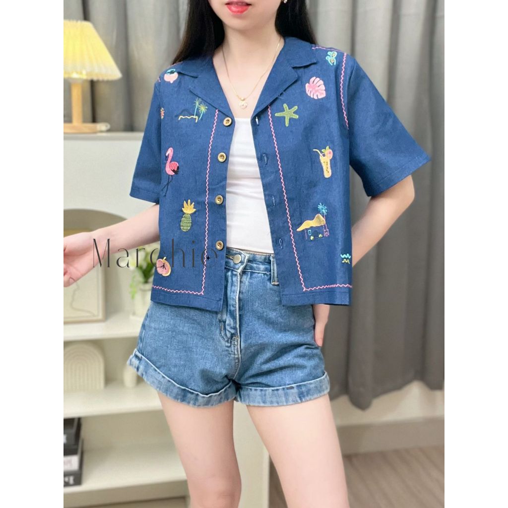 [MARCHIE] READY STOCK BANGKOK - Beach Denim Top / Atasan…