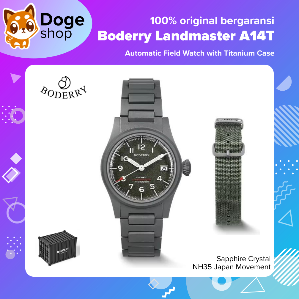 Jual Boderry Landmaster A14T Titanium Automatic Field Watch NH35 ...