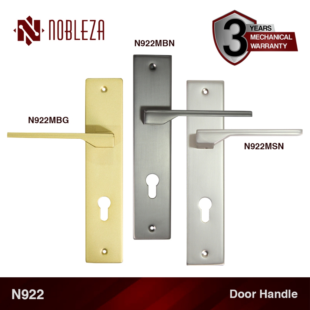 NOBLEZA Door Handle Pintu Gagang Kunci Besar Gold Matte Satin Black Nikel N922