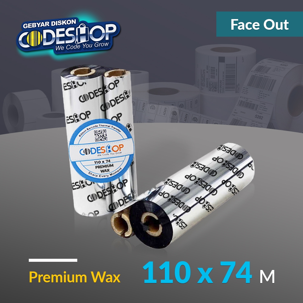 Jual Codeshop Ribbon Premium Wax 110x74 Meter Face Out Double Core 0,5 ...