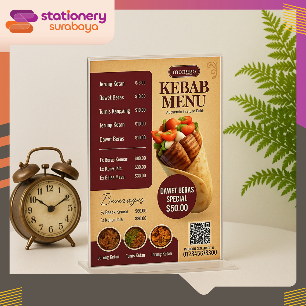 Jual Display Menu Acrylic Standing Akrilik Papan Tempat Meja Minimalis ...