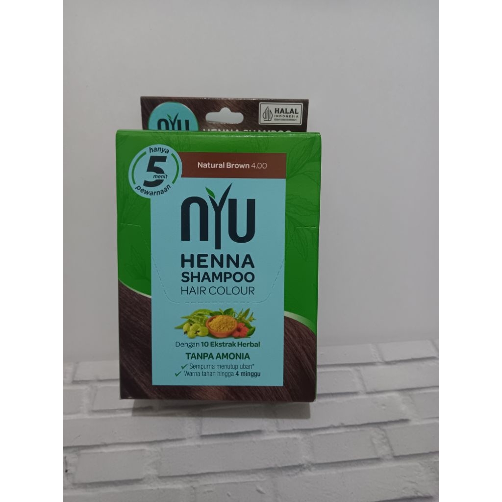 Jual NYU henna shampoo hair colour Natural Brown (isi 4x20ml) | Shopee ...