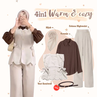 Setelan Hijab Remaja 4in1 Kekinian L100N