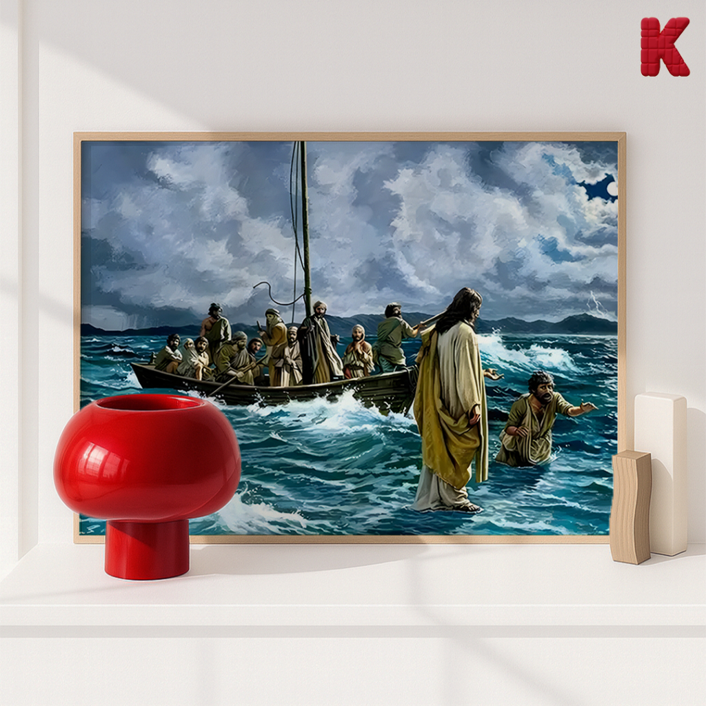 Jual Kreasidekor Poster Bingkai Frame Jesus Walking on Water Photowall ...