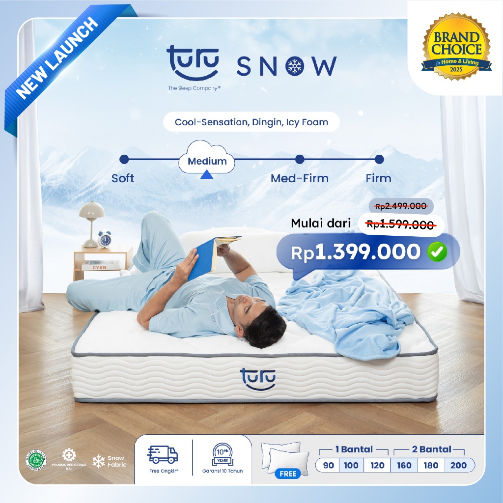 Jual Kasur Dingin TURU Snow Pocket Spring Bed 23 cm Icy Foam - Medium ...