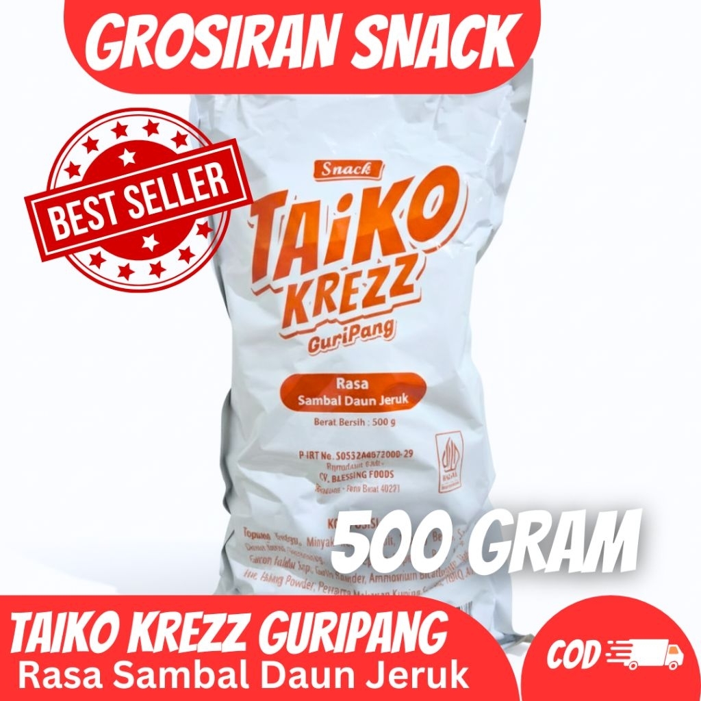 Jual SNACK TAIKO KREZZ GuriPang rasa SAMBAL DAUN JERUK isi 500 GRAM ...