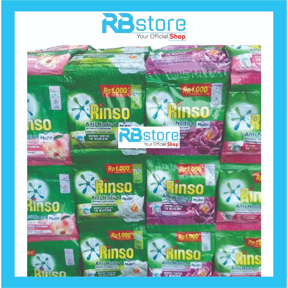 Jual 12 Pcs Rinso Detergent Bubuk kemasan 1000 renceng 40gr (2 Renceng ...