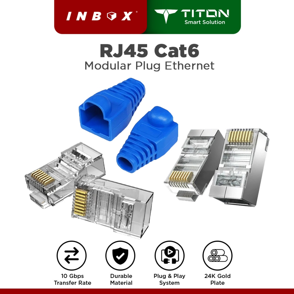 Jual TITON Kepala Kabel LAN RJ45 Cat6 Cat6A UTP FTP Modular Plug ...
