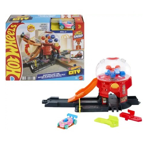 Jual Hot Wheels HDR24 Downtown Candy Shop Playset & 1:64 Scale Die-Cast ...