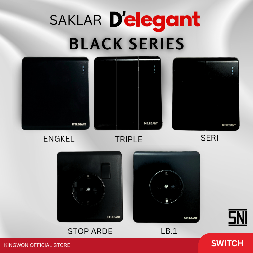 Jual Saklar Lampu Minimalis Inbow Tanam Black Series IB Engkel Seri ...