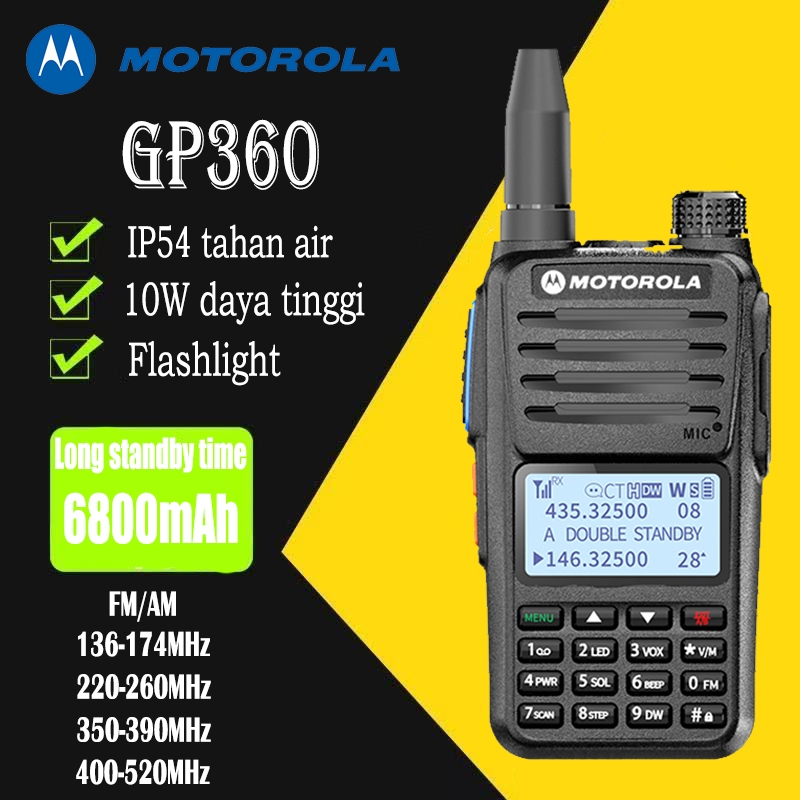 Jual HT Motorola GP360 10W Jarak jauh 10KM Baterai 6800mAh copy ...