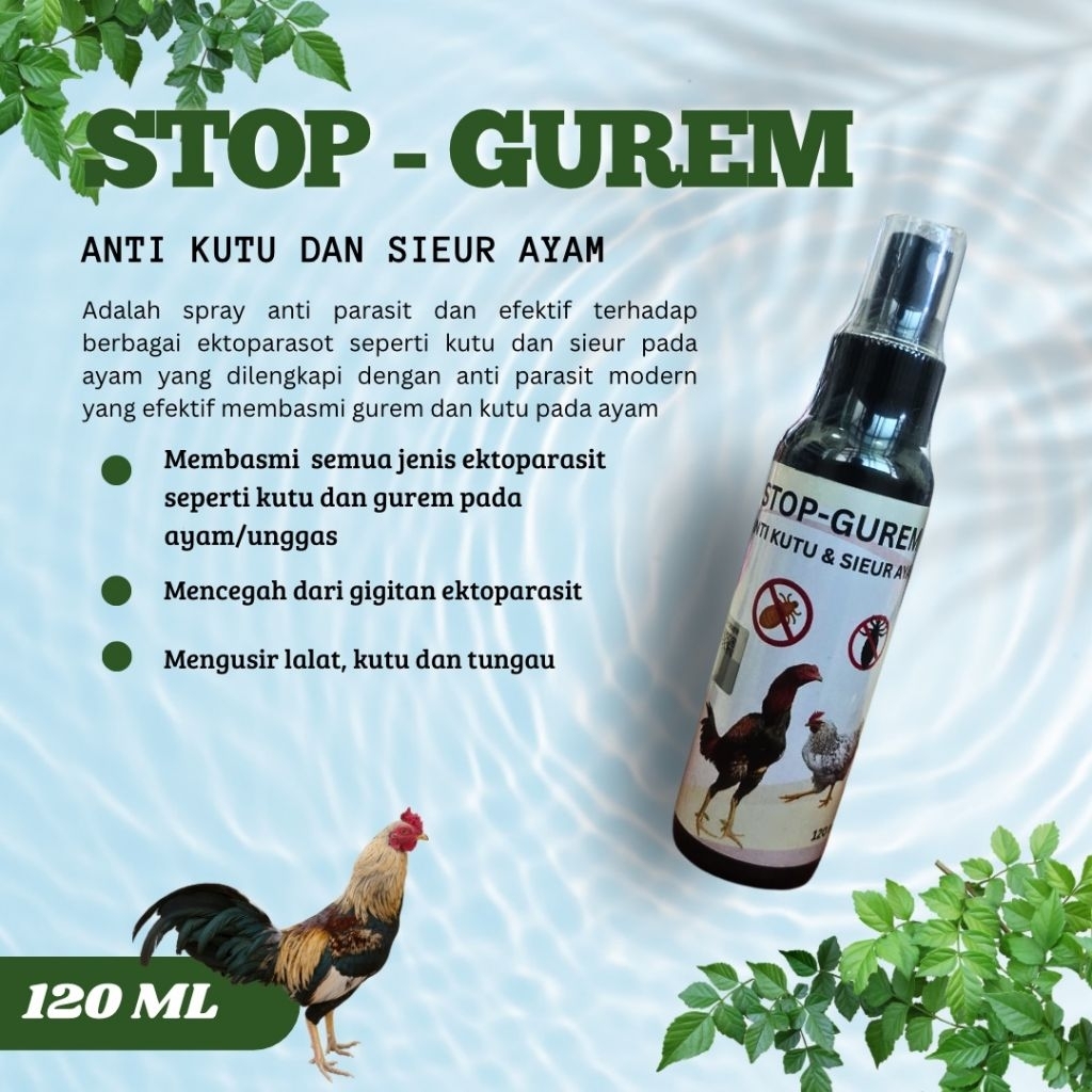 Jual Stop Gurem 120ml spray, Anti Kutu dan Sieur pada ayam | Shopee ...