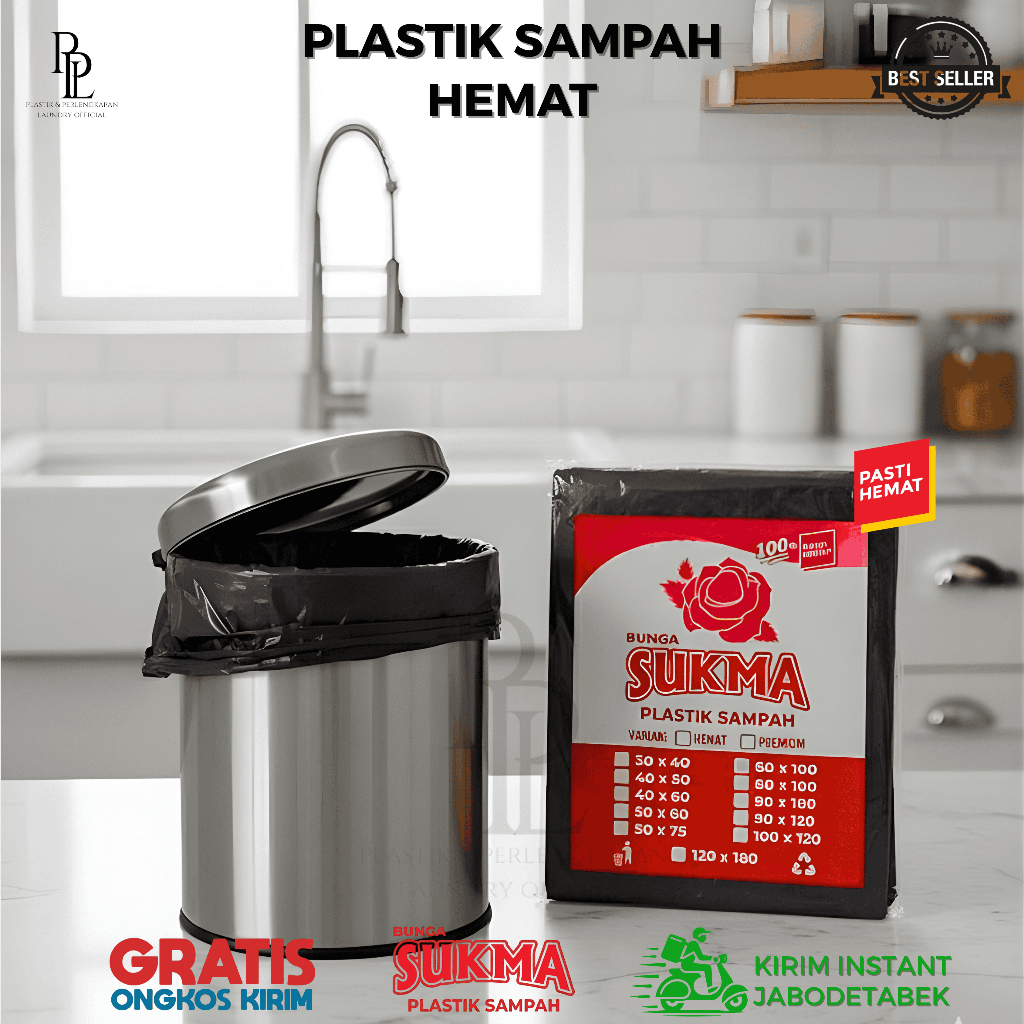Plastik Sampah Paket Hemat Isi 3 Pack | Kantong Besar Hitam Kemasan Ekonomis Pac - foto 4