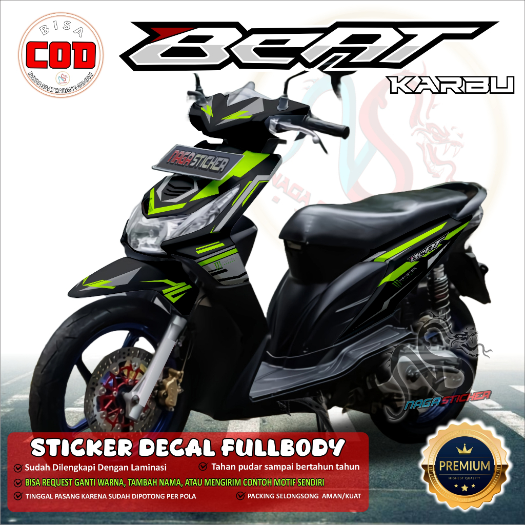 Jual Bisa COD Decal Sticker Full Body HONDA BEAT KARBU Motif RACING ...