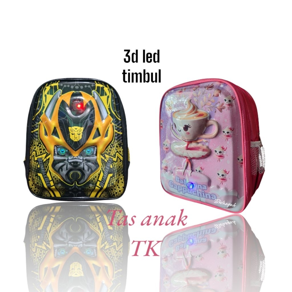 Jual Tas Sekolah Anak Embos 3D Led Nyala Timbul Ukuran TK Ransel ( DUA ...