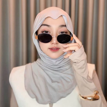 Hijab Instan Bergo Huma Bahan Jersey Cooltech Meleyot Pashmina Top Bisa Empat Model Size M