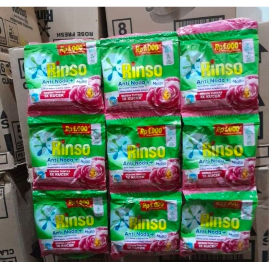 Jual 1 dus (126 sachet) rinso bubuk anti noda 40gr, rinso plus pewangi ...