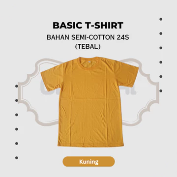 Tebal Kaos Polos Pria Wanita Lengan Pendek Semi Cotton 24s Premium Reguler Fit Dewasa Lembut