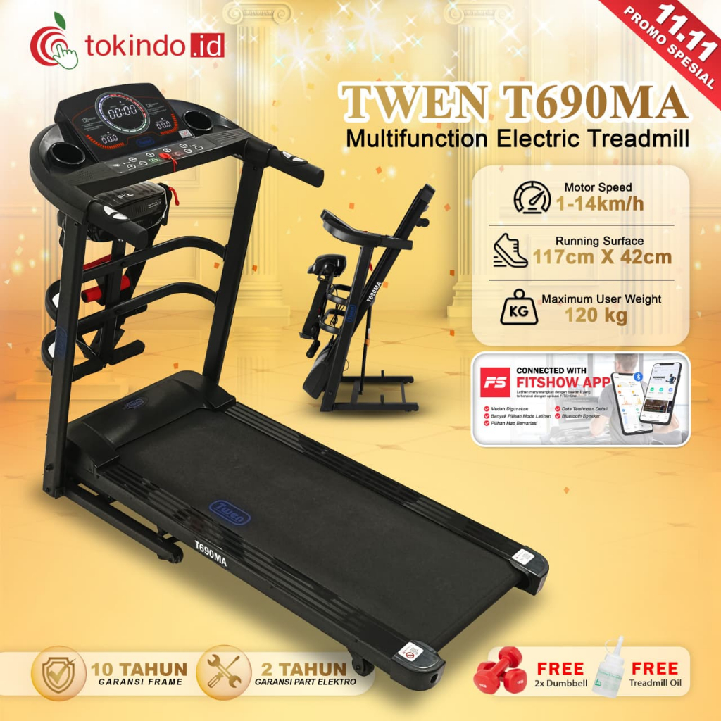 TWEN T690MT T690M T690MA series Treadmill Listrik Treadmill Portable  Treadmill Multifungsi Treadmil Lipat Treadmill Electric Low Watt Alat  Olahraga