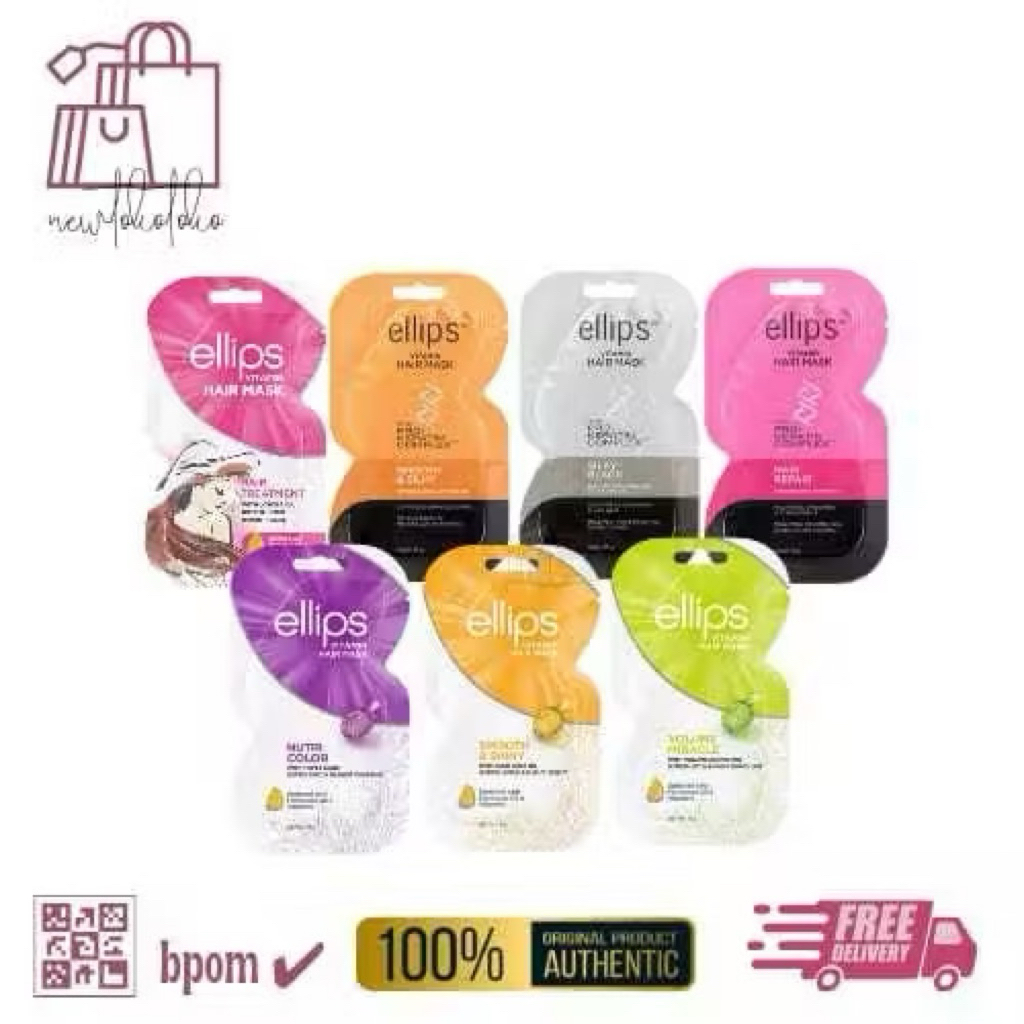 Jual [Paket isi 12pc) ELLIPS Vitamin Hair Mask Sachet 20gr | With Pro ...