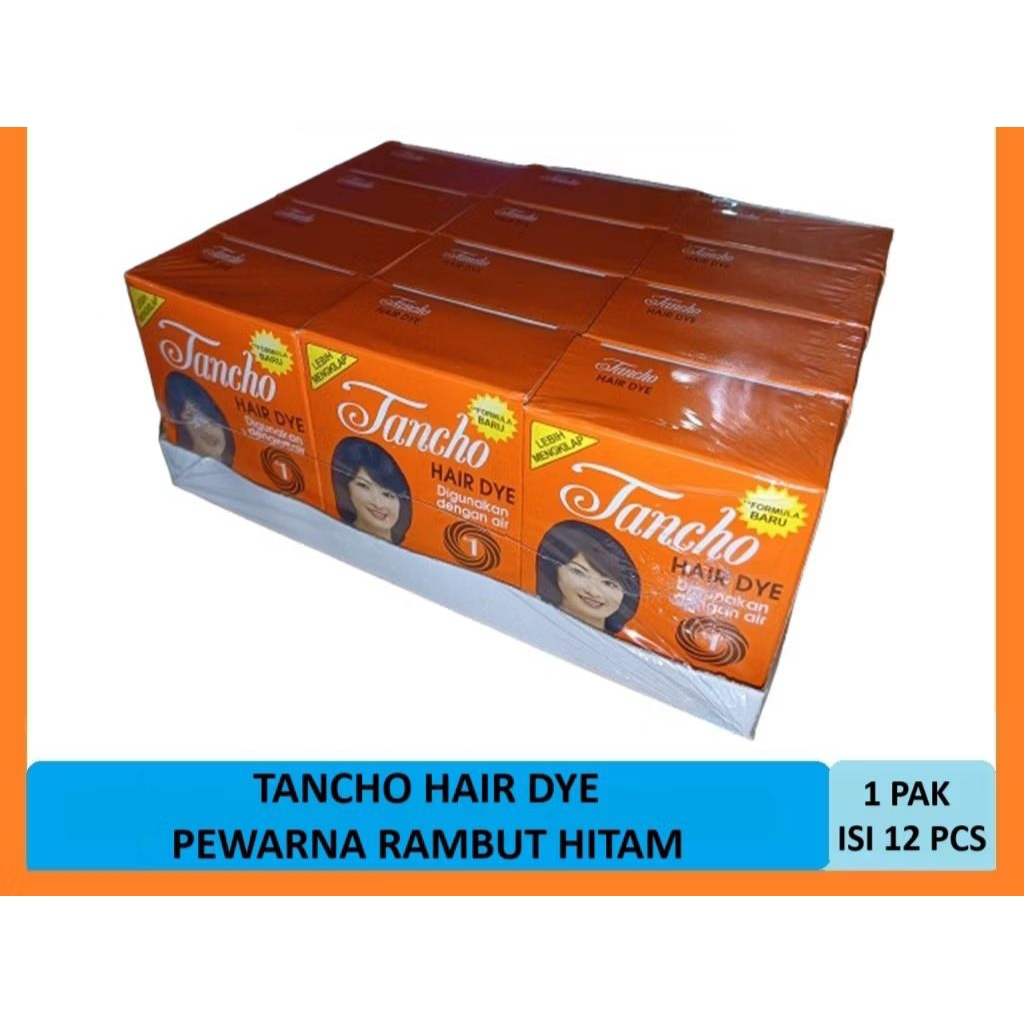 Jual (1 Lusin) Semir Tancho Hair Dye Hitam Asli | Semir Tancho Bubuk ...