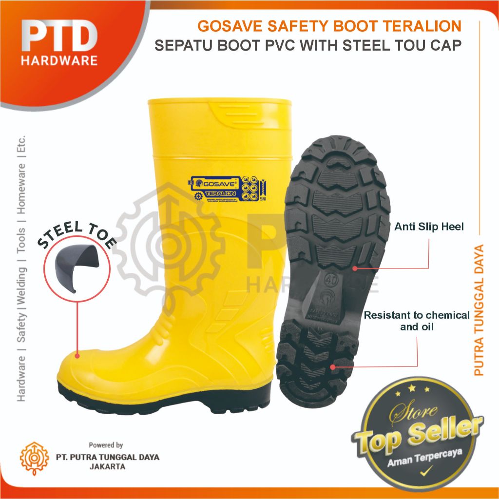 Jual Gosave Safety Boot Teralion Yellow With Steel Tou Cap | Shopee ...