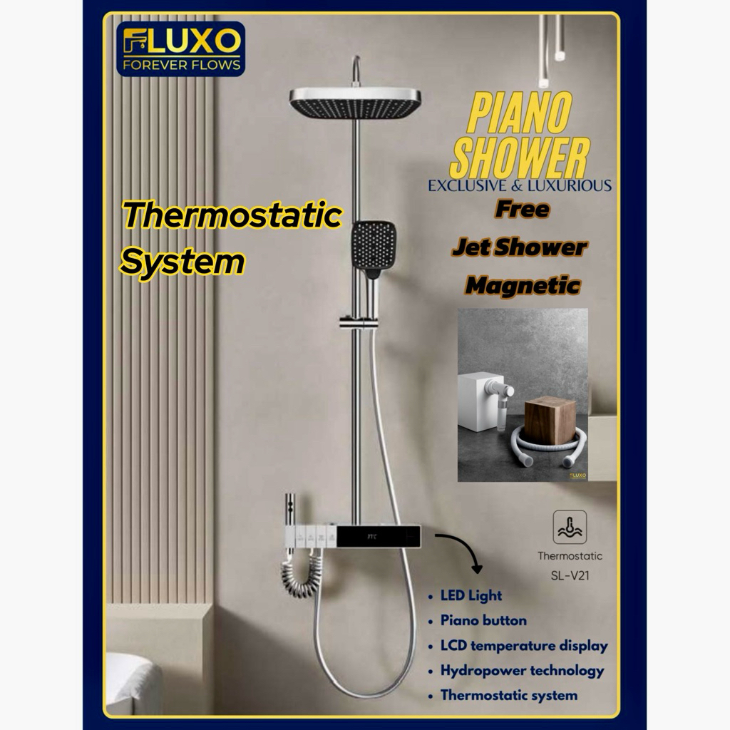Jual FLUXO THERMOSTATIC SHOWER SET KUNINGAN PIANO 4 in 1 SERIES G01 ...