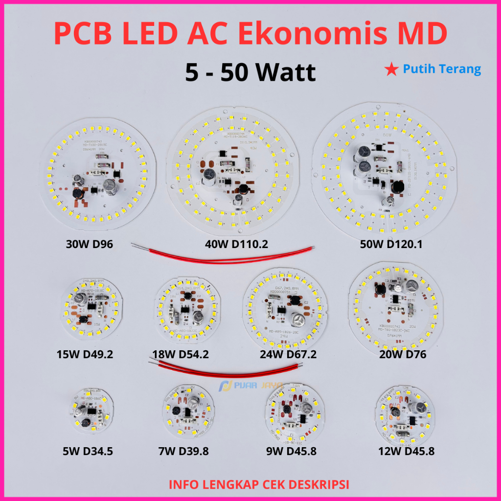 Jual PCB LED AC Ekonomis MD 5W 7W 9W 12W 15W 18W 20W 24W 30W 40W 50W ...