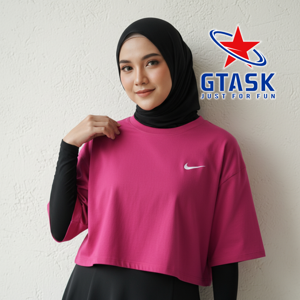 Jual Baju Kaos Crop Top Logo Sport Gym Over Size | Crop Tee OverSized ...