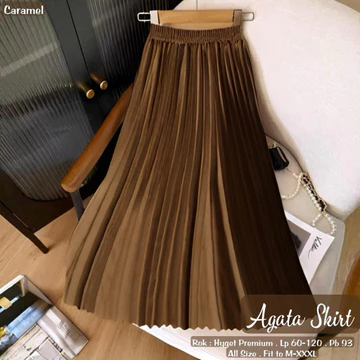 Agata Skirt Plisket Polos Premium Halus Remaja Dewasa Kuliah Ootd Outfit Hijab Trend