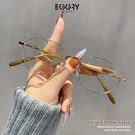 Eggry Eyewear Kacamata Anti Radiasi Minus Lensa Anti Blueray Photocromic Model Oval Fashion