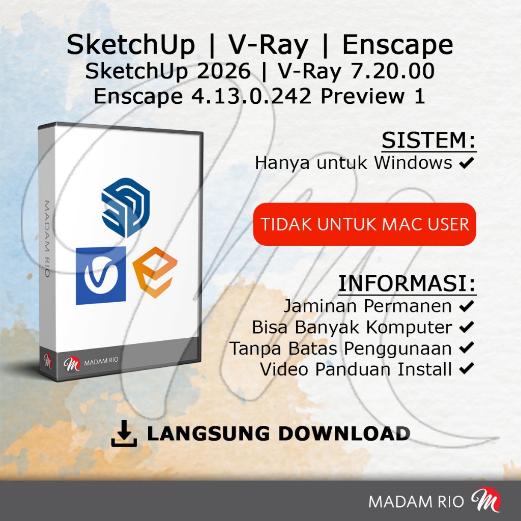 Sketchup Pro 2026 Plugin Vray Dan Enscape Terbaru Full Versi Permanen