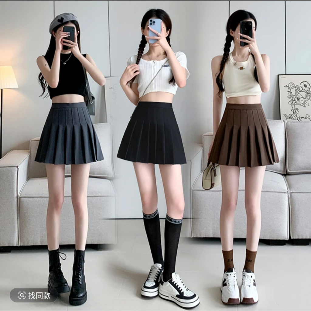 Jual Rok Plisket High Waist Pendek Wanita Gaya Jepang Japanese Style ...