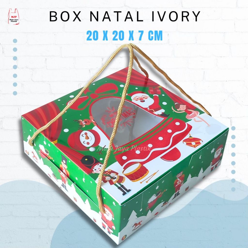 Jual Cake Box Natal 20x20x7cm Tebal Anti Minyak – Kotak hampers Natal ...