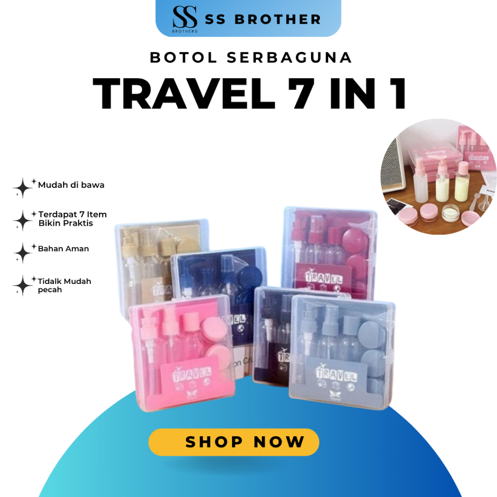 Jual Botol Mini Travel Refill Bottle Travel Set 7 In 1 Toiletries Kit ...