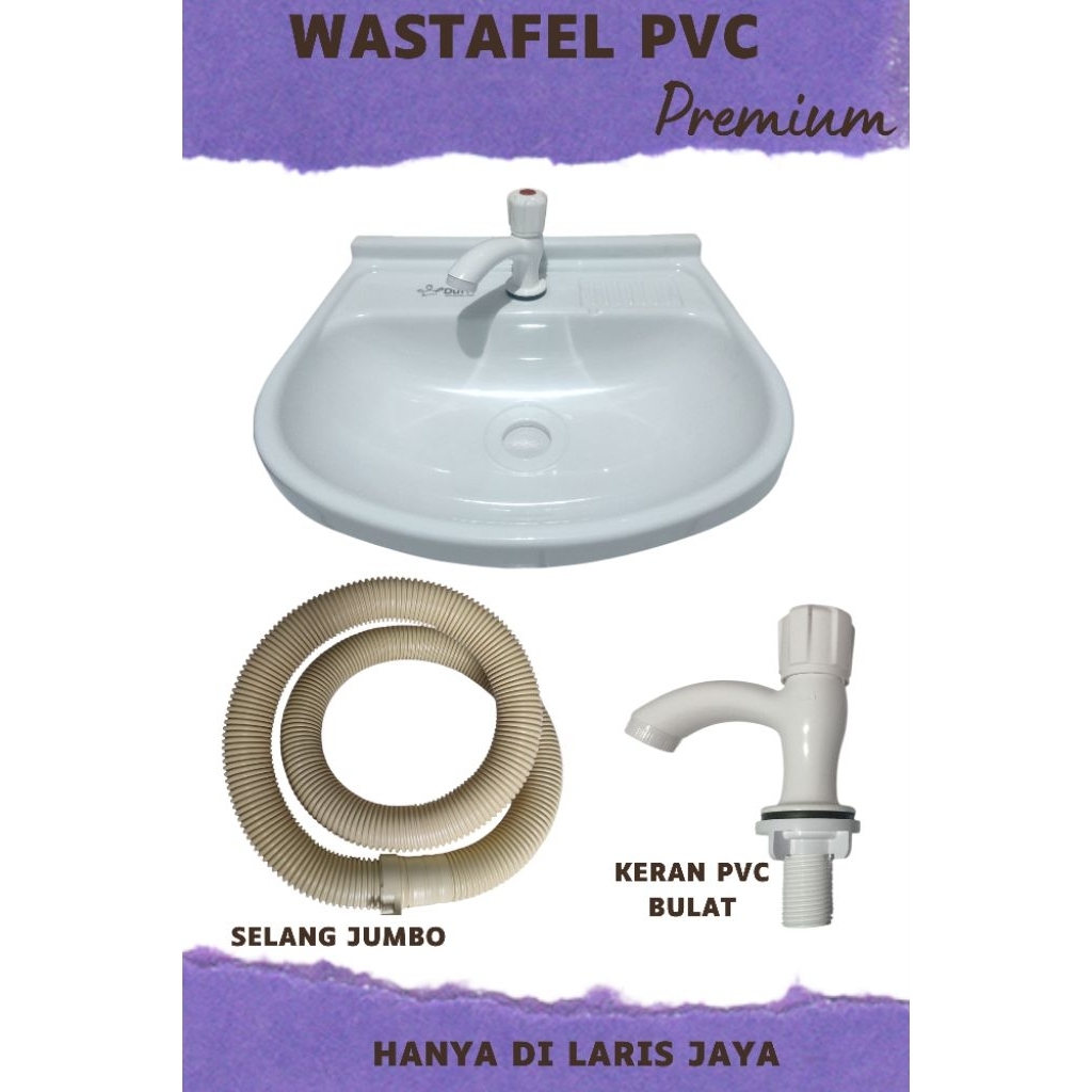 Jual WASTAFEL PLASTIK PVC PREMIUM LENGKAP KRAN PVC DAN SELANG JUMBO ...